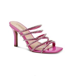 THALIA SODI - Pink Goring Padded Embellished Strappy Square Toe Stiletto Slip On